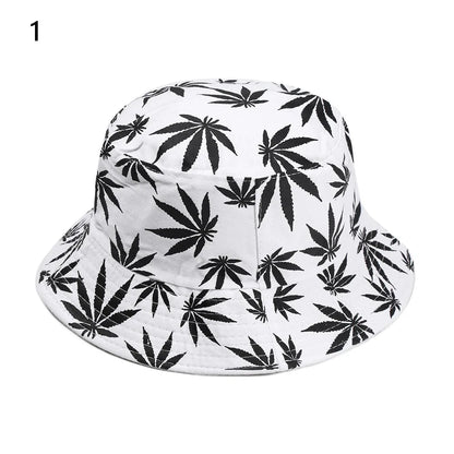 Panama Bucket Hat Candy Color/Hip Hop Maple Leaf Cotton
