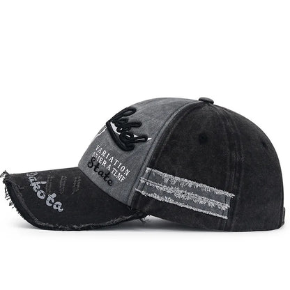 Four Seasons Baseball Cap Casual Wash Embroidered Cap Curved Brim Bowler Sun Hat Vintage distressed