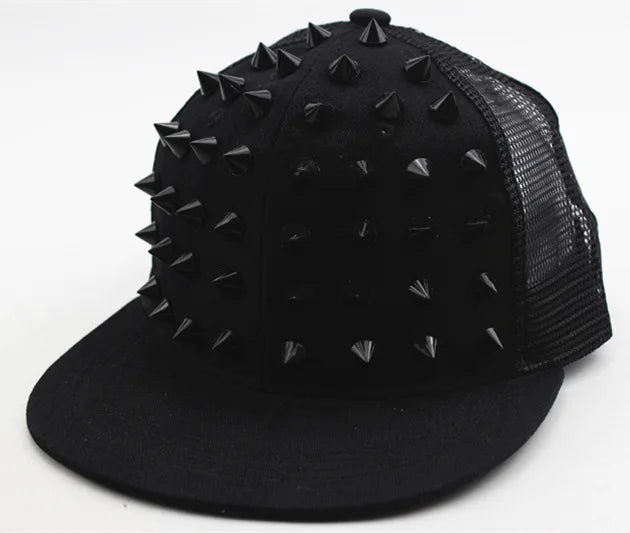 Men and Women's Rivet Flat Hat, Punk Rock, Hip Hop Stud Snapback Caps, Male, Female, Youth, Teenagers, Boys, Girls