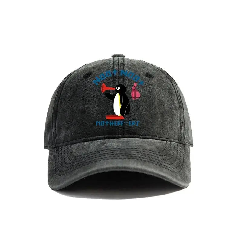 Noot Noot Pingu Distressed Baseball Cap Cool Men Women
