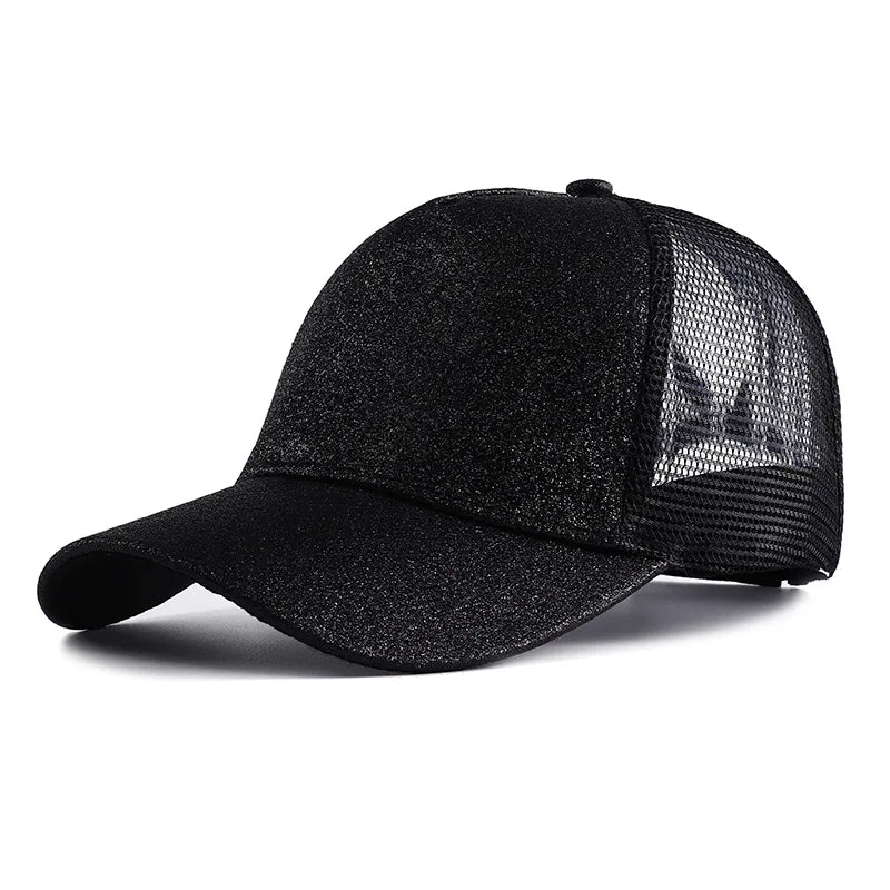 Summer Glitter High Ponytail Baseball Cap Female