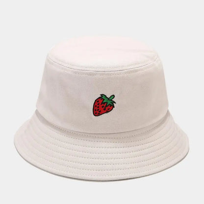 2024 Panama Bucket Hat Fruit Strawberry Embroidered Fishing Cap