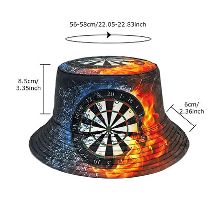 Dart Board Printing Bucket Hat Bow And Arrow Pattern Fisherman Hats Double Sides Reversible Panama Cap Caps For Men And Woman