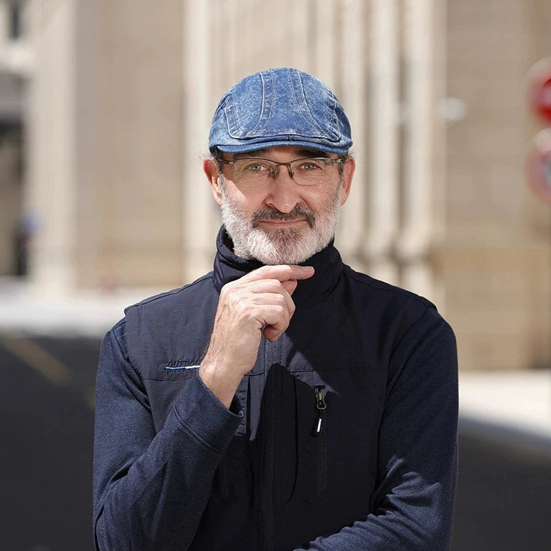 Japanese-Style Denim Newsboy Cap For Men Fashion Retro Hat Versatile Korean-Style Beret