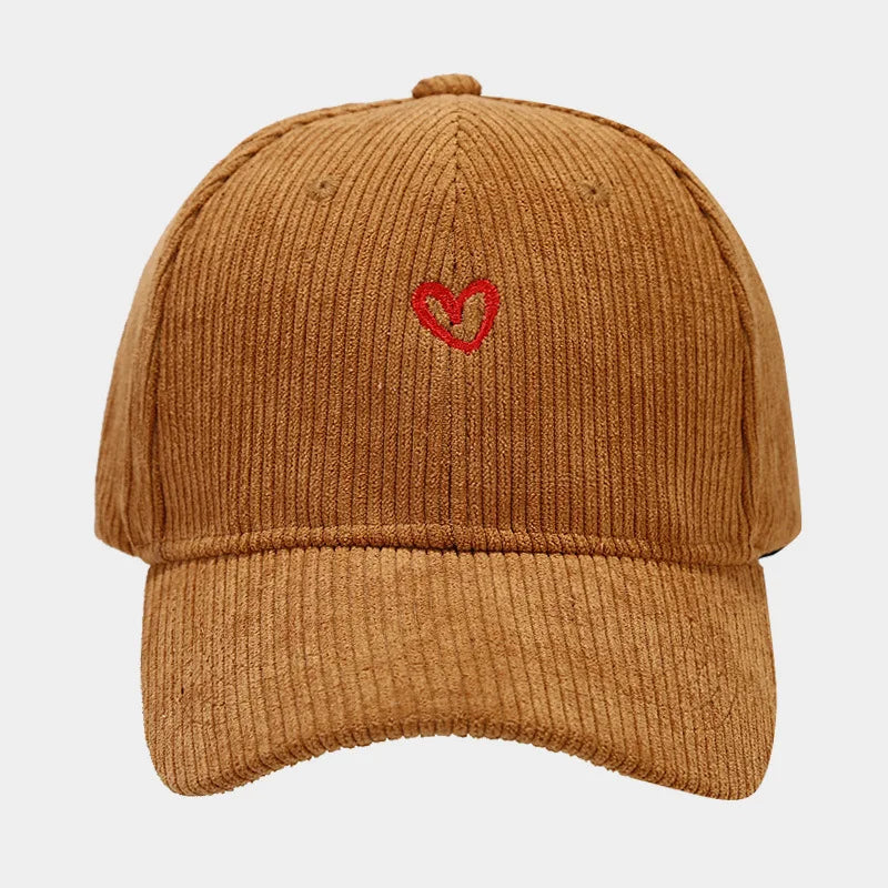 Little Love Embroidered Corduroy Baseball Cap Spring and Autumn Women's