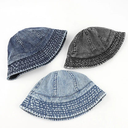 Washed Denim Bucket Hat Women Fisherman's Hat Bucket Hat