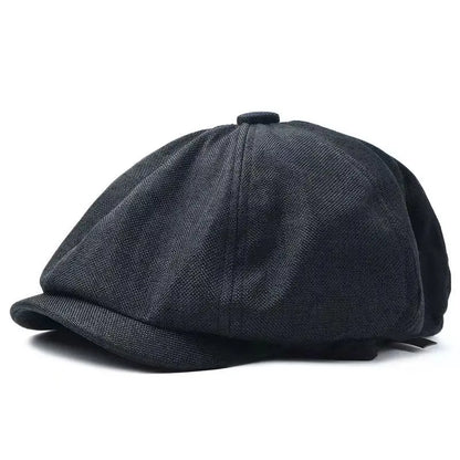 Men's Octagonal Newsboy Hat Cotton Cap French Street Style