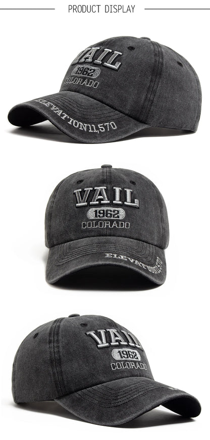 Men's Baseball Cap Fashion Vail Letter Embroidered Cotton Soft Top Women Hats