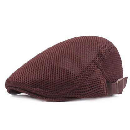 Summer Mesh Newsboy Style Peaked Cap Golf Hat Breathable Beret Hat