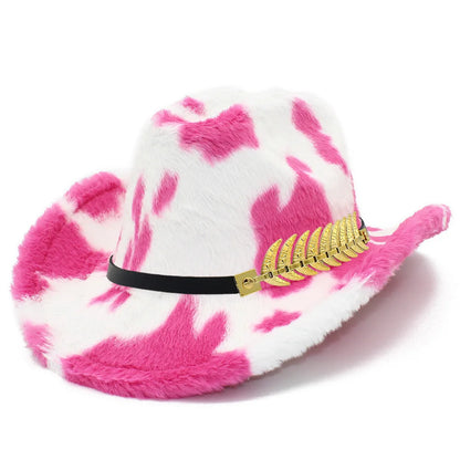 Fedora Hats Cow Print Western Cowboy Hat