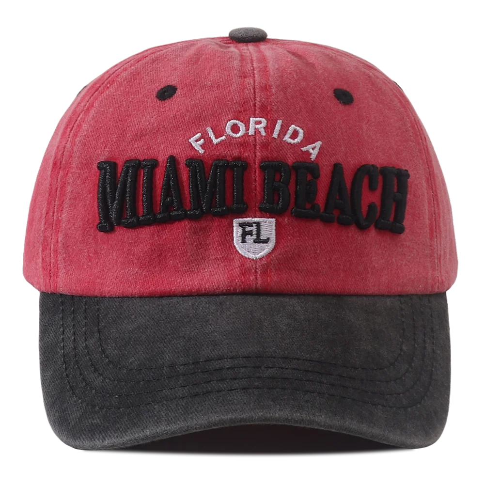 Miami Beach Letter Embroidered Baseball Cap Hip Hop