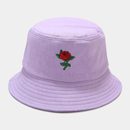 Four Seasons Cotton Rose Embroidery Bucket Hat