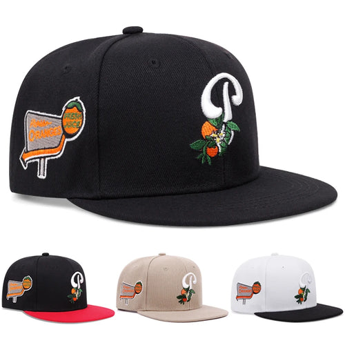 Flat Edge Hat P Leaf Fruit Embroidery Outdoor Leisure Sunshade Hat Snapback Hat