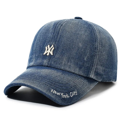 New Unisex Letter Embroidery Hole Denim Baseball Caps