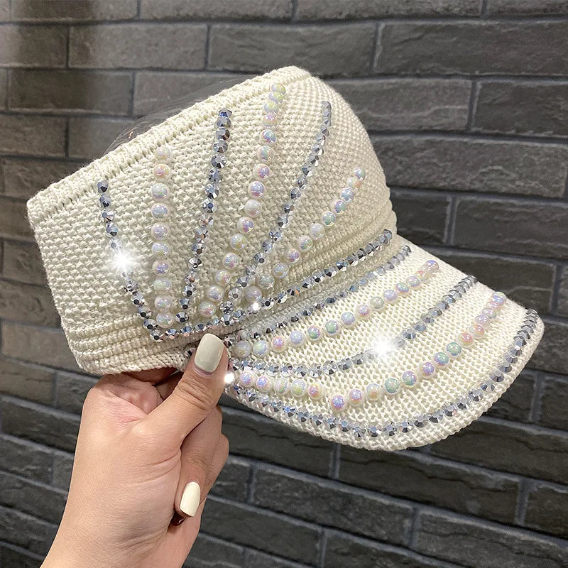 Shining Diamonds Pearls Sun Hats For Women