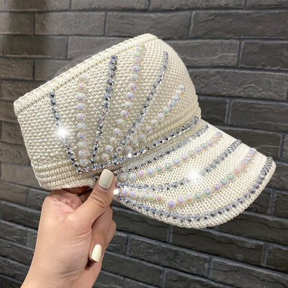Shining Diamonds Pearls Sun Hats For Women