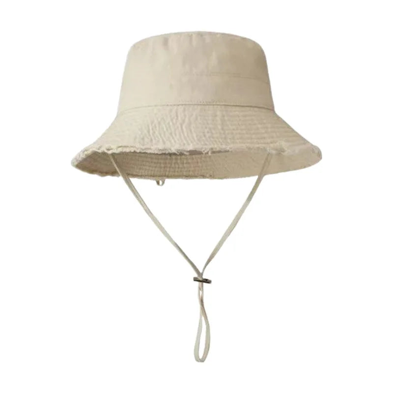 100% Cotton Washed Frayed Edge Bucket Hat