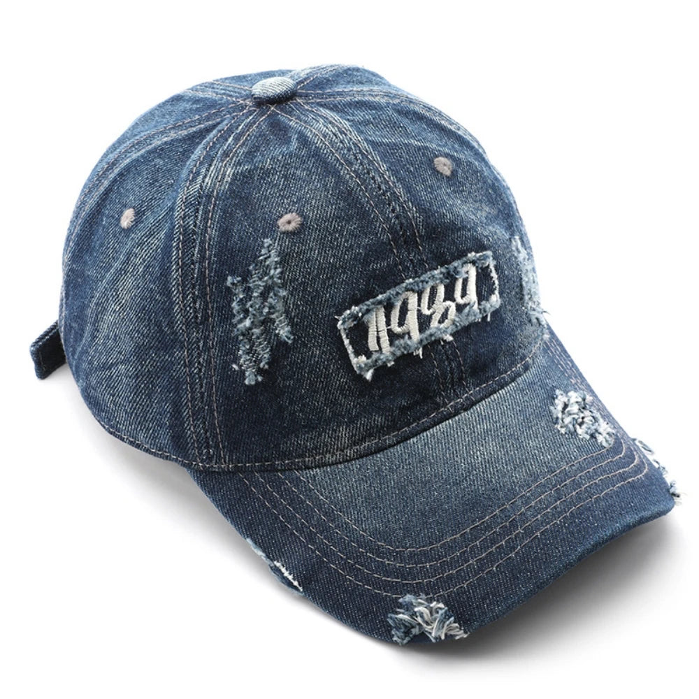 1989 Distressed Fringed Denim Baseball Cap