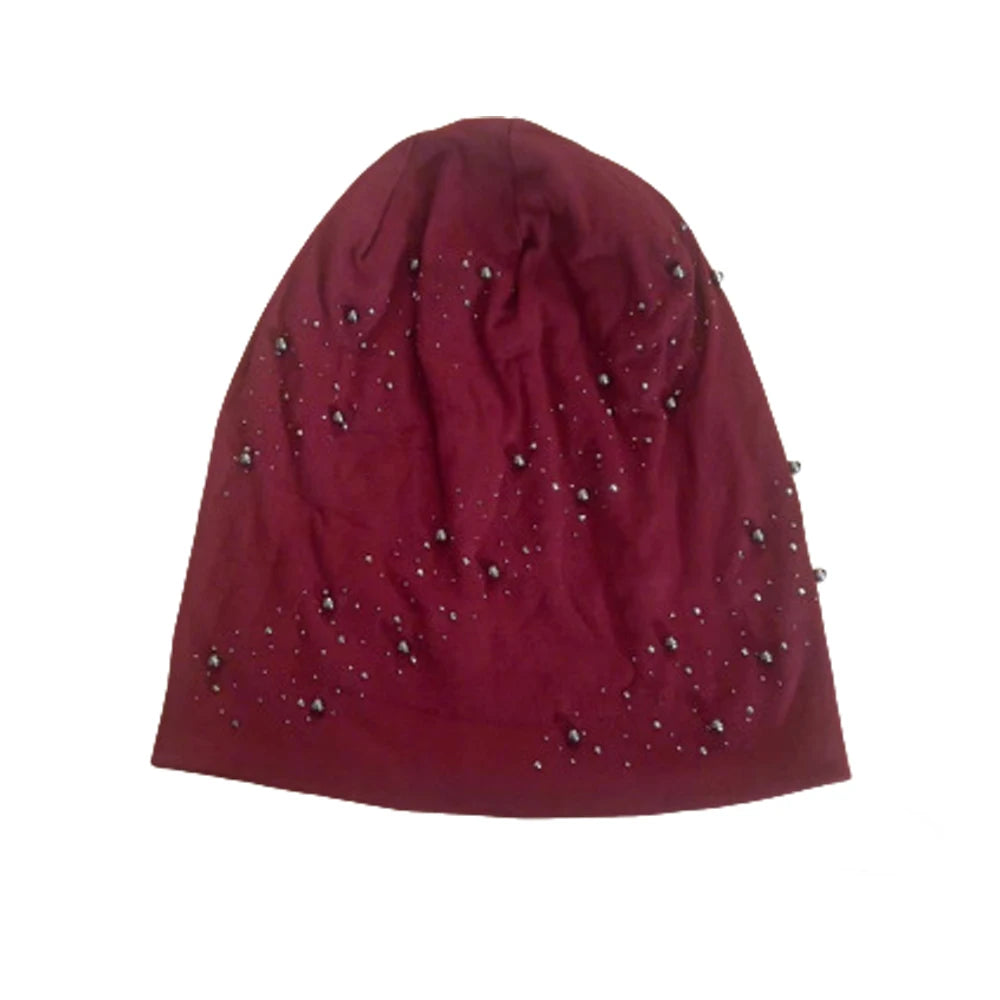 Women's New Double-Layer Cotton Bead Pullover Hat