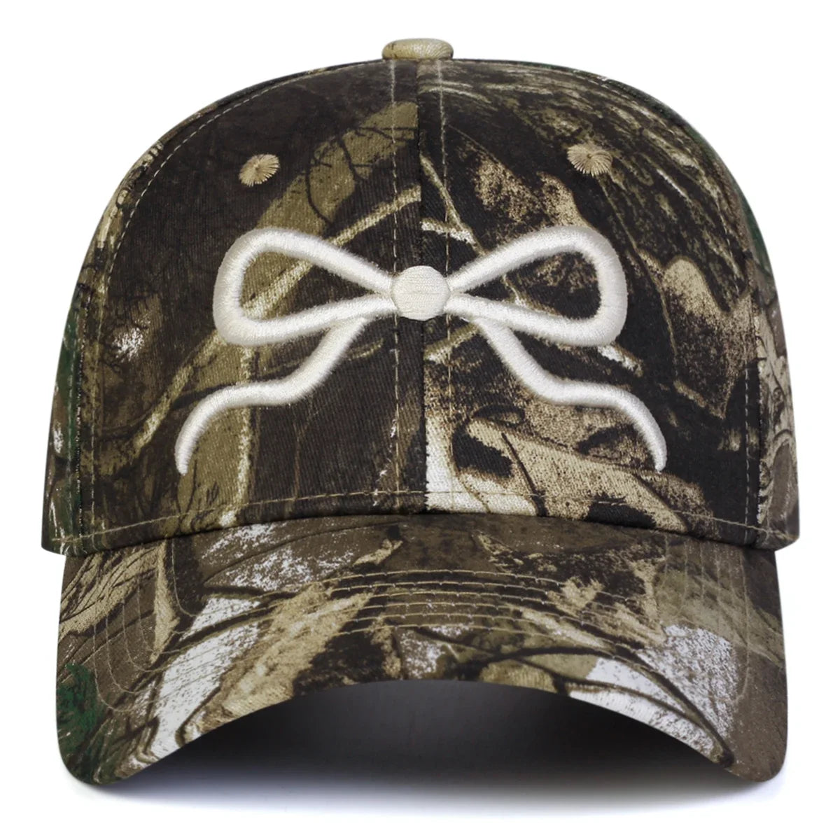 Unisex Bow Embroidery Camouflage Baseball Caps Spring Autumn