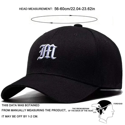 Unisex M Letter Embroidery Baseball Caps Spring and Autumn Outdoor Adjustable Casual Hats Sunscreen Hat Sports Cap