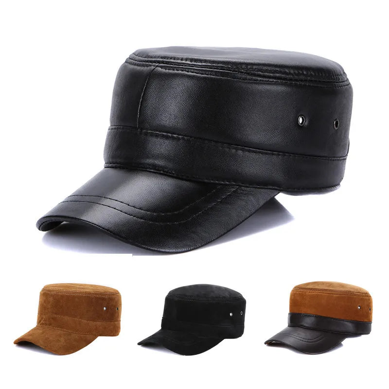 2026 Unisex Real Sheepskin Leather Caps Casual Real Natural Sheep Skin Leather
