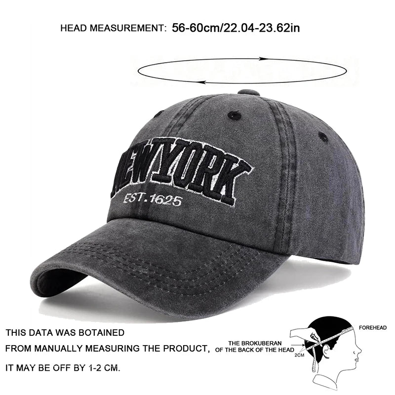 Unisex New York Embroidery Baseball Caps Spring and Autumn Outdoor