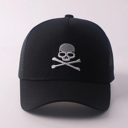 Minimalist Retro Skull Embroidery Baseball Cap