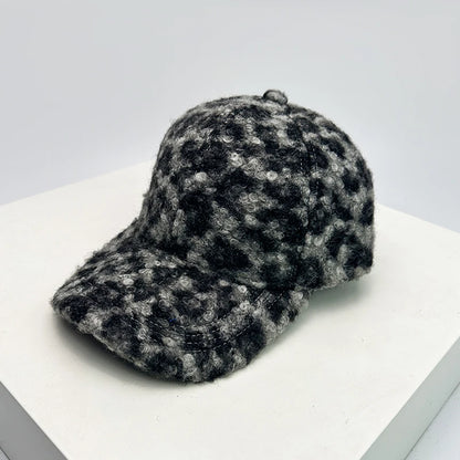 Check Leopard Print Baseball Hats Sunshade Retro Warm