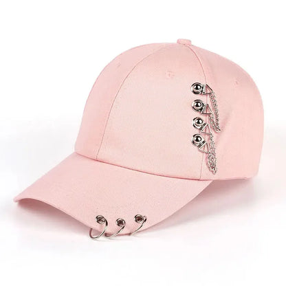 Y2K Punk Metal Chain Ring Baseball Cap Women