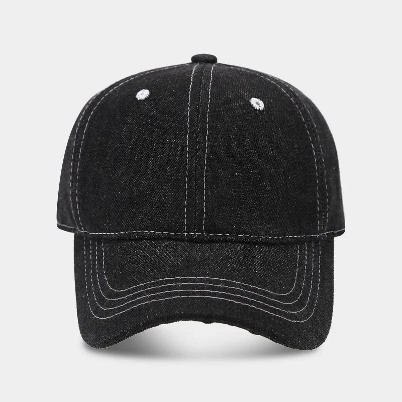 Solid Color Denim Baseball Cap For Women Korean