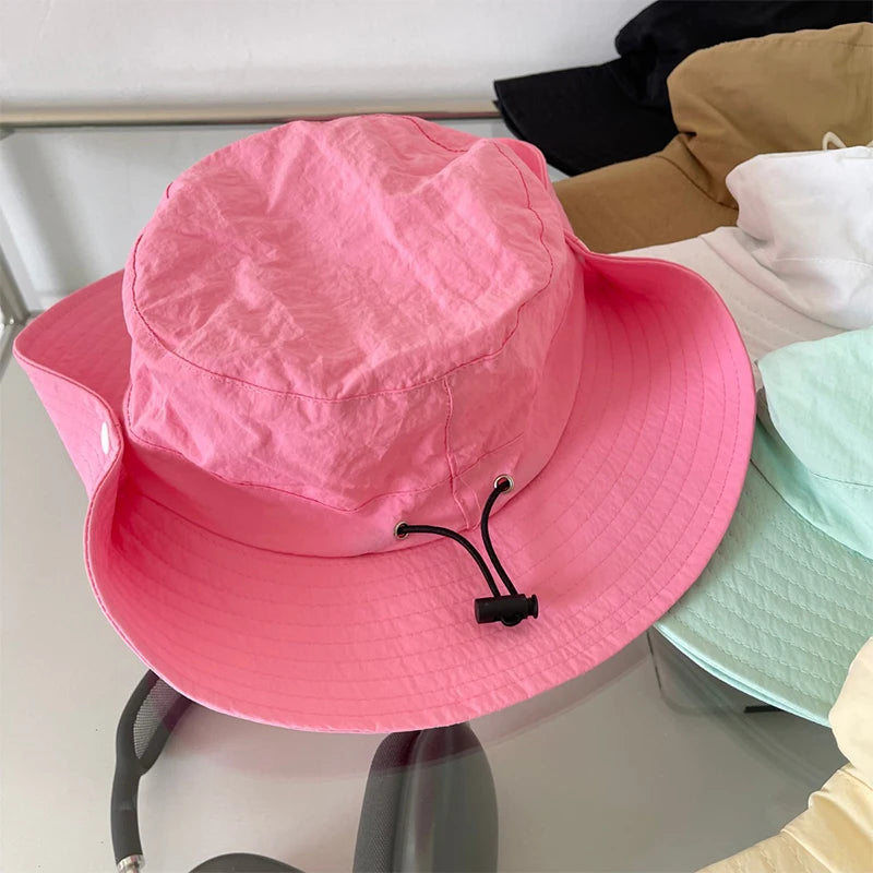 Korean Pink Bow Quick Dry Fisherman Hat