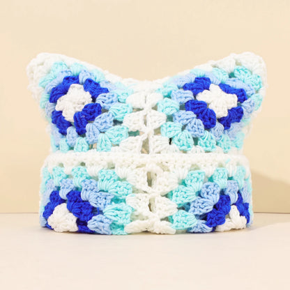 Niche Cute Cat Ear Color Matching Hand-Crocheted Beanie Hat