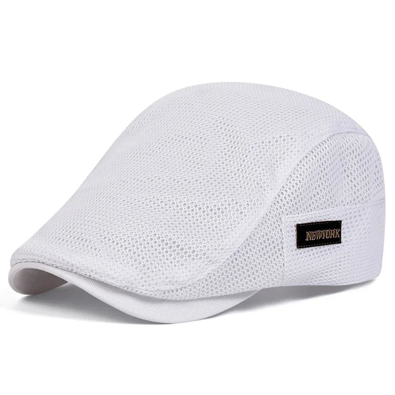 Men New York Label Mesh Breathability Newsboy Caps