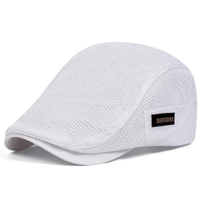 Men New York Label Mesh Breathability Newsboy Caps