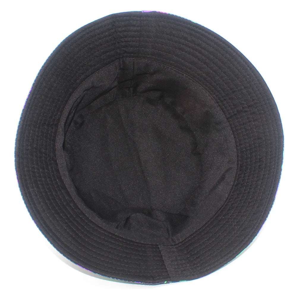 Halloween Neon Bat Moon Print Bucket Hat Unisex Fisherman Cap Spooky Cosplay Decorate Panama Hat