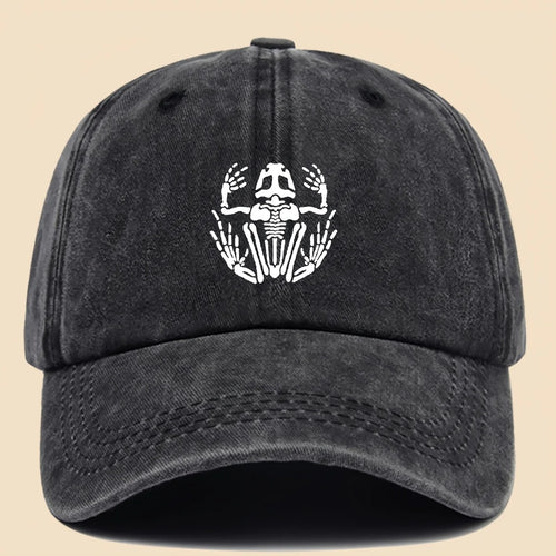 Skeleton Frog Printed Baseball Hat for Men and Women