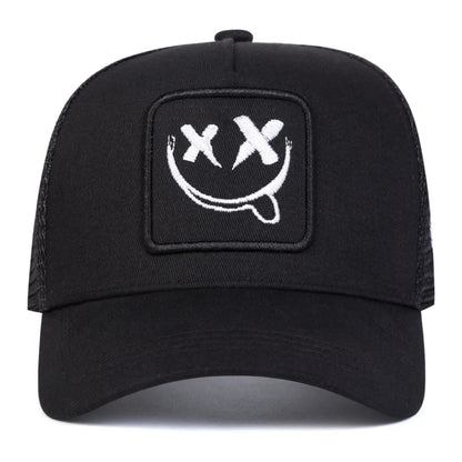 Unisex XX Smiling Face Embroidery Baseball Net Caps Casual Hats Spring and Summer