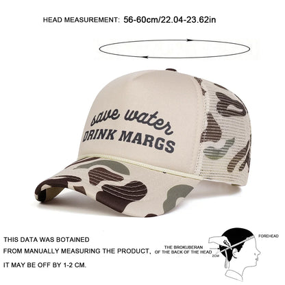 Unisex Drink Margs Letter Printed Baseball Net Caps Spring and Summer