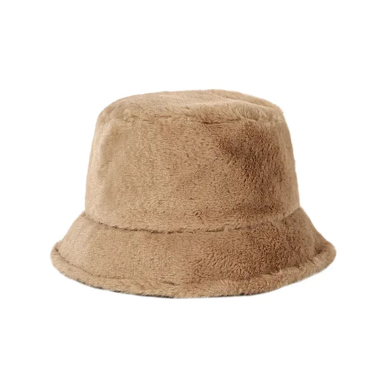 Winter Rabbit Plush Fisherman Hats Women Girl Bucket Hat