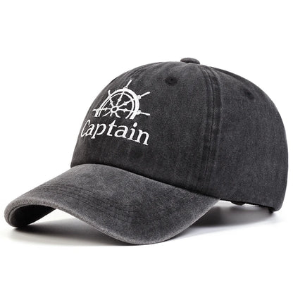 Unisex Captain/First Mate Letter Embroidery Wash Baseball Caps Spring and Autumn