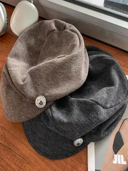 Cloud Beret Painter Caps Women Hat Octagonal Hats Pleated Painter's Hat