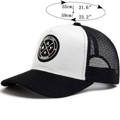 Circular leather label Summer Men Mesh Baseball Cap For Women