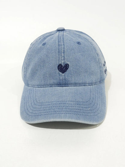 Korean Style Embroidered Heart Denim Baseball Cap