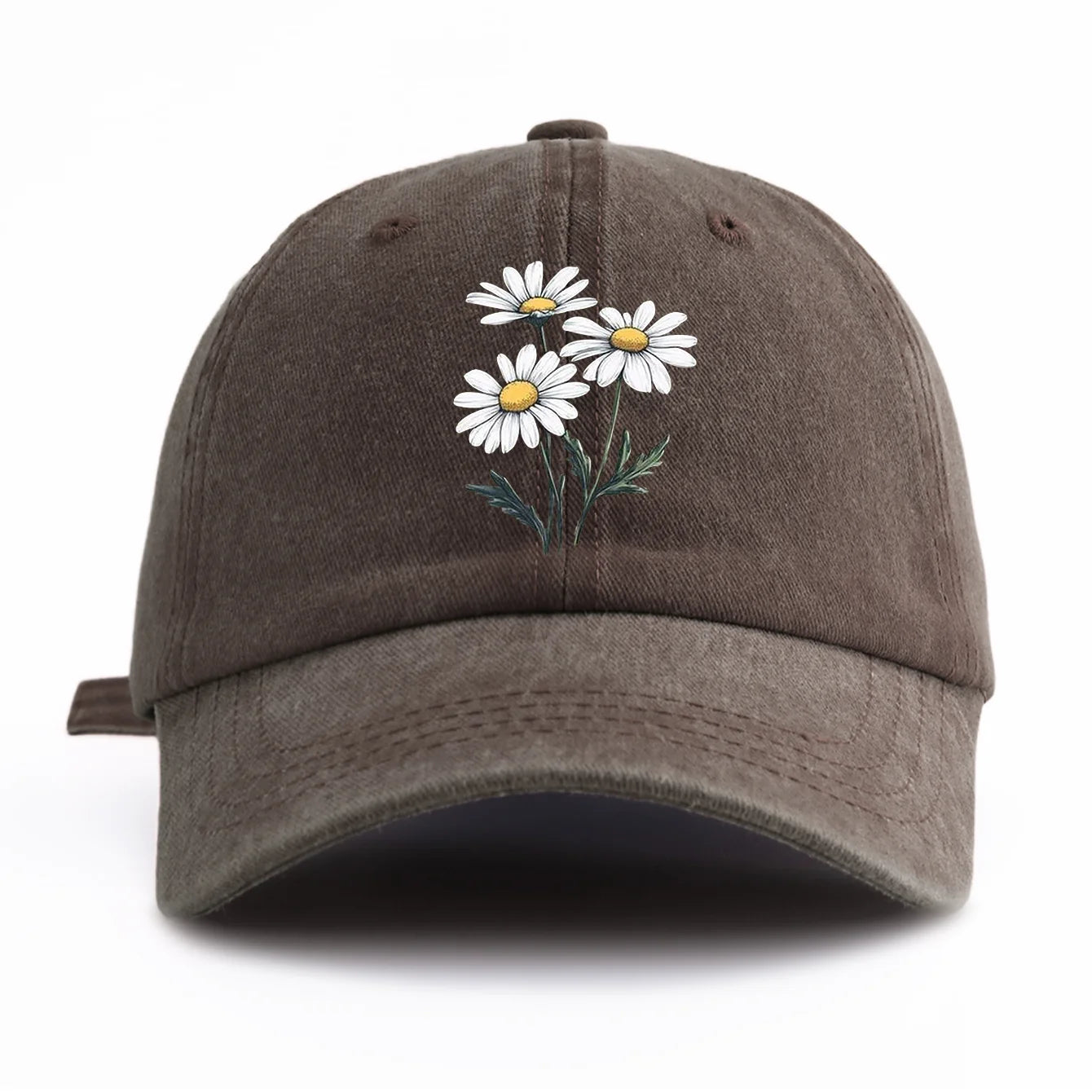 Flower Print Washed Baseball Cap For Adults, Minimalist Retro Style Casual Soft