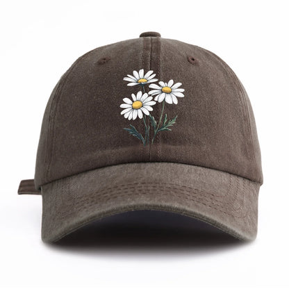 Flower Print Washed Baseball Cap For Adults, Minimalist Retro Style Casual Soft
