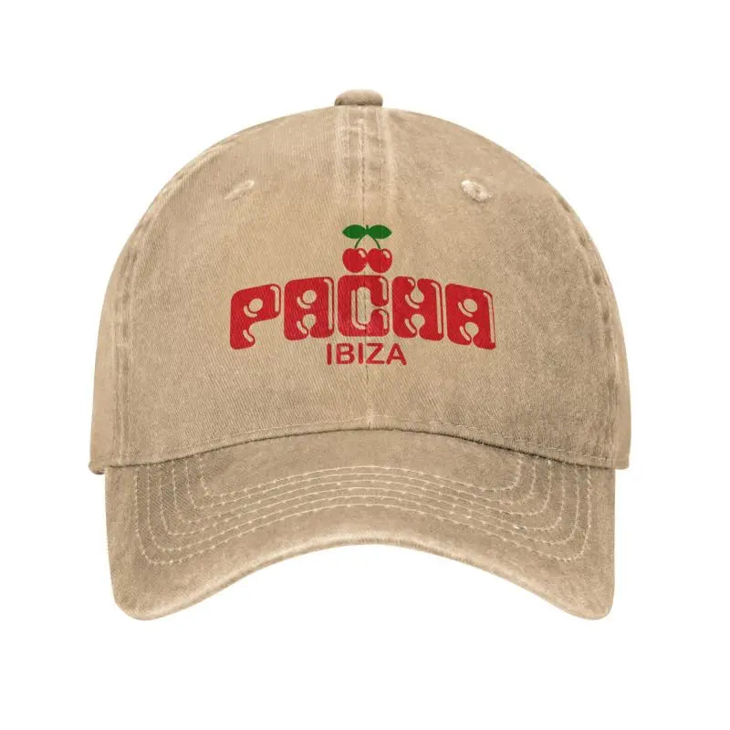 Preppy Cherry Baseball Cap Unisex Washed Cotton Denim Hats Outdoor Travel Cap