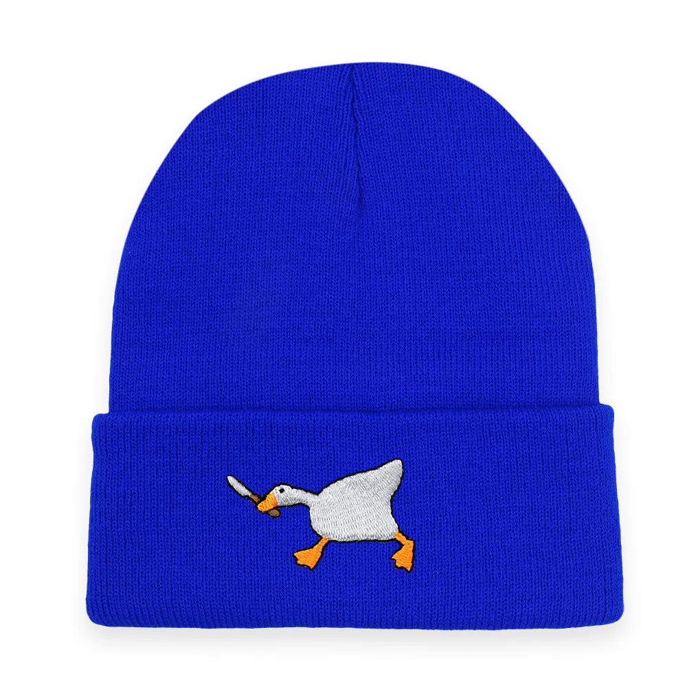 Big Goose Embroidered Knitted Hat For Winter And Winter Warmth
