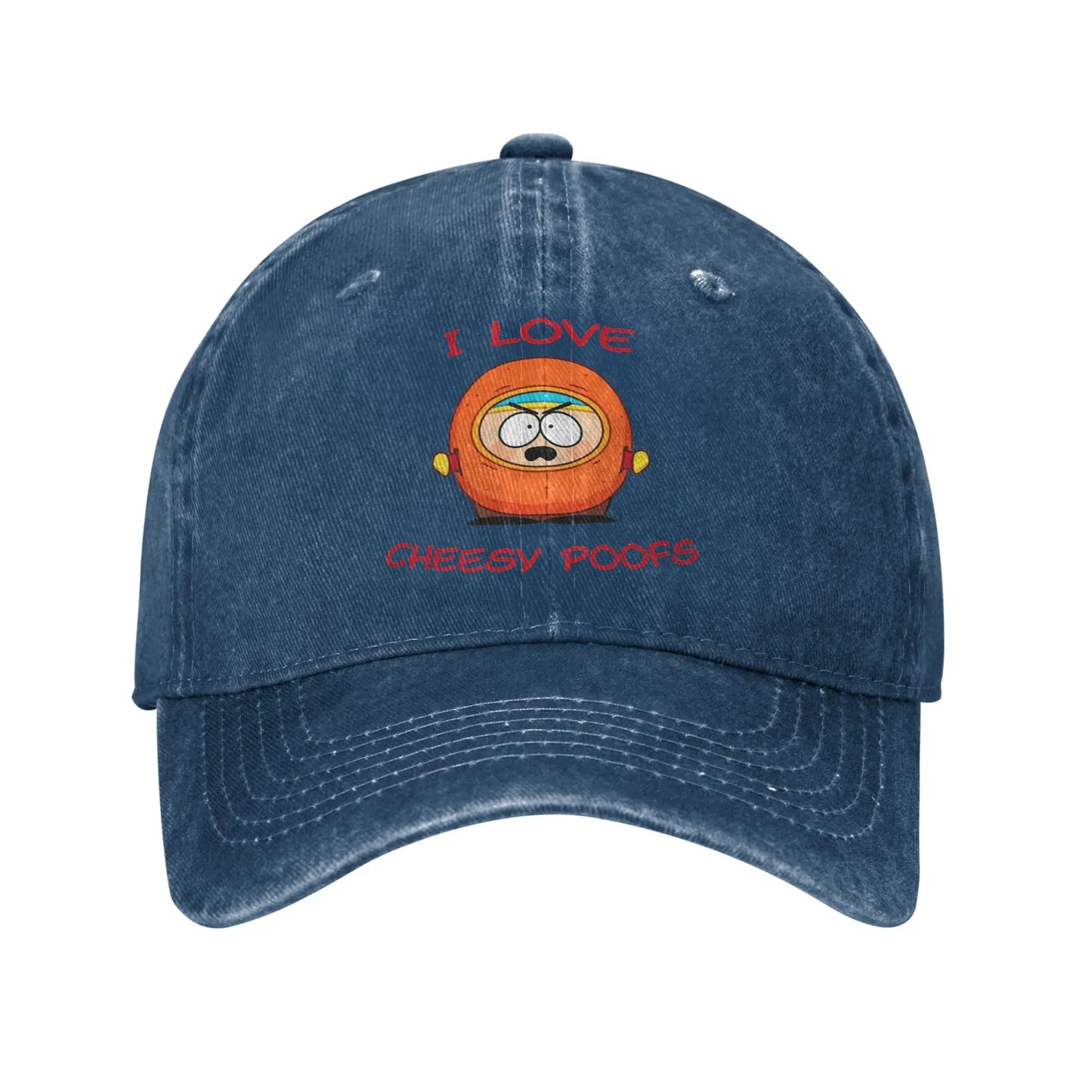 Vintage I Love Cheesy Poofs South-Parks Baseball Cap Unisex Distressed Denim
