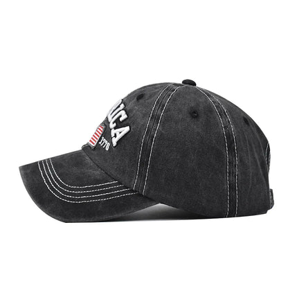 Washed American Flag Baseball Cap Retro Adjustable Sun Dad Gift Hats